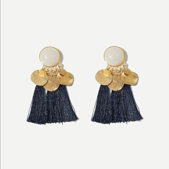 Anthropologie Jewelry - LAST SET SALE Gold + Navy Tassel Earrings